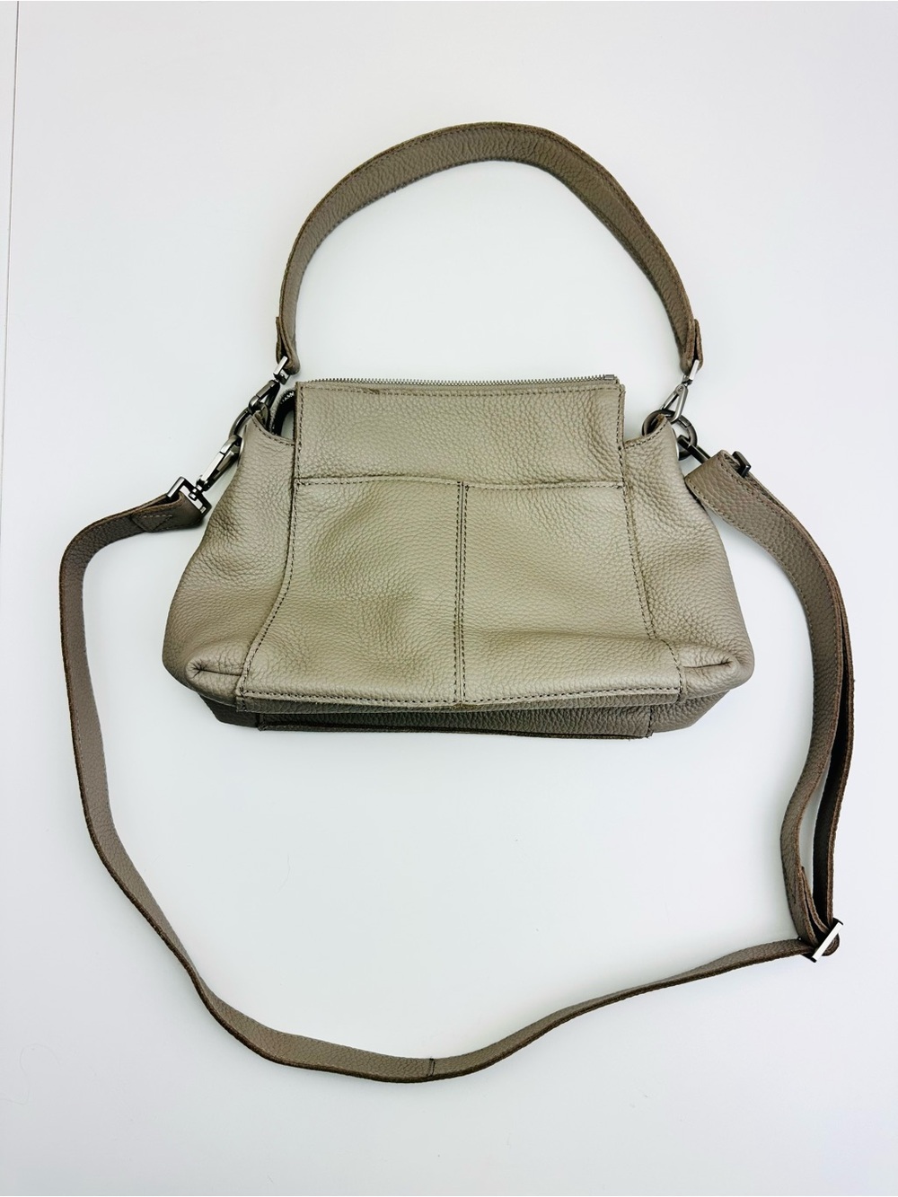 Hammitt Bryant Medium Pewter Pebble Leather Shoulder Bag Brushed Silver Hardware - Picture 11 of 12